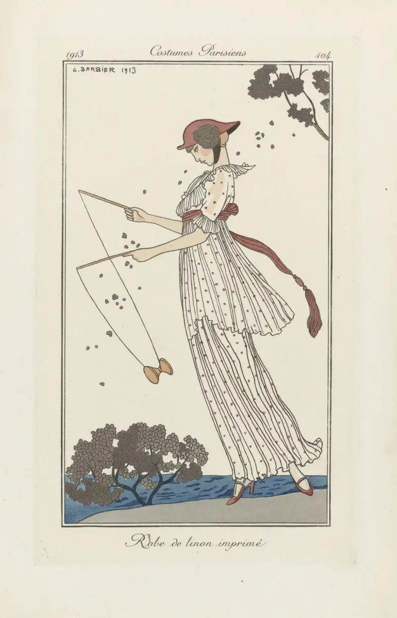 Tryckt linnklänning av George Barbier