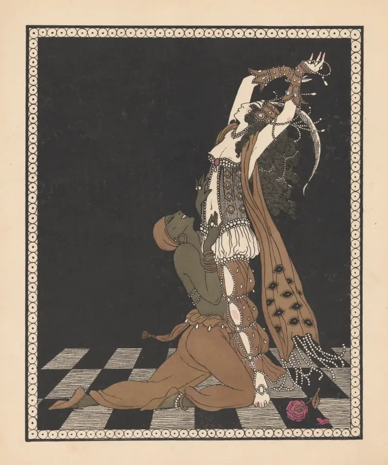 Vaslav Nijinsky und Ida Rubinstein in Schéhérazade von George Barbier