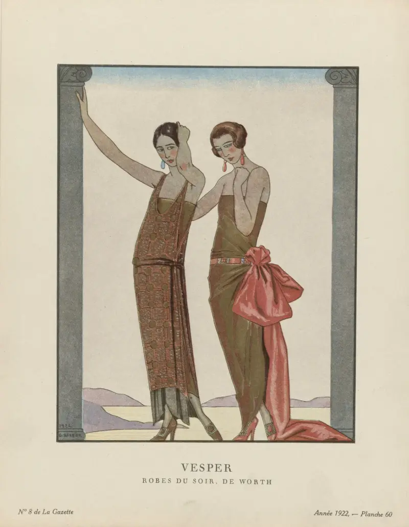 Aftonklänningar av Worth av George Barbier