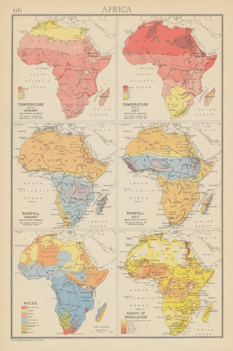 Afrika: temperatur och nederbörd av John George Bartholomew