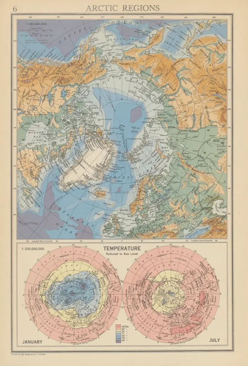 Arktiska områdenas temperatur, januari och juli av John George Bartholomew
