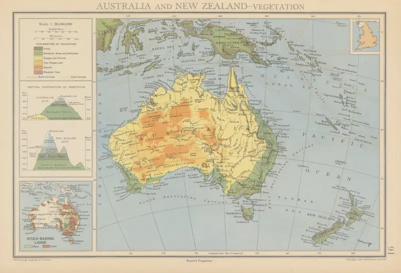 Australien och Nya Zeeland, vegetation av John George Bartholomew