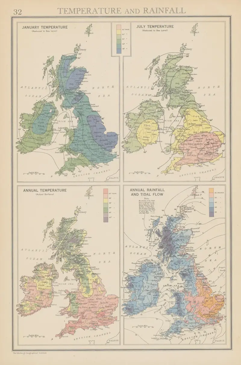 Brittiska öarnas temperatur och nederbörd av John George Bartholomew
