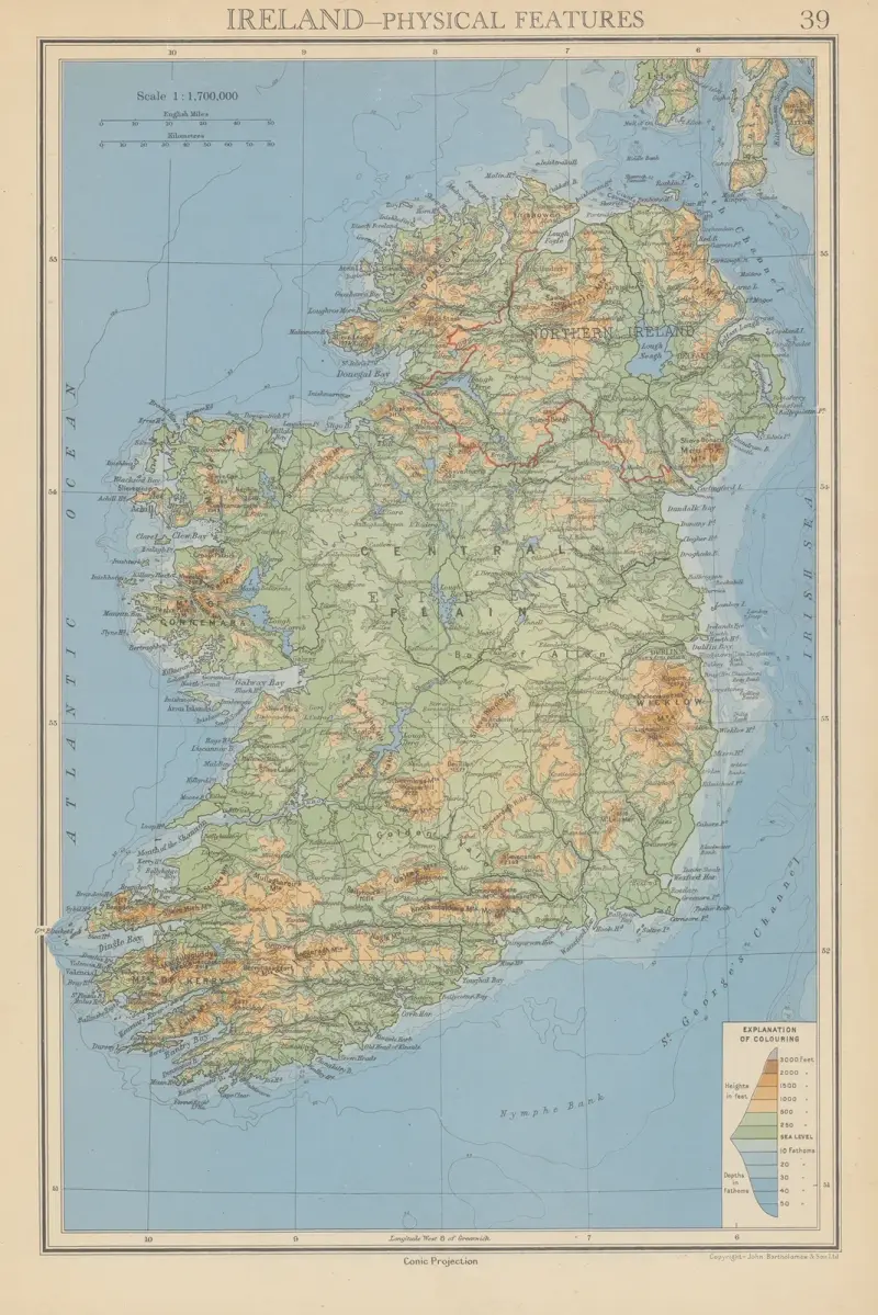 Irland – fysiska egenskaper av John George Bartholomew
