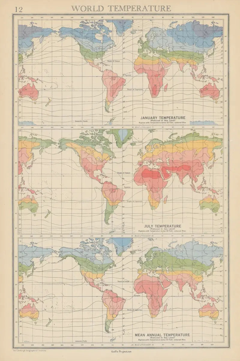 World Temperature January and July Mean Annual Temperature av John George Bartholomew