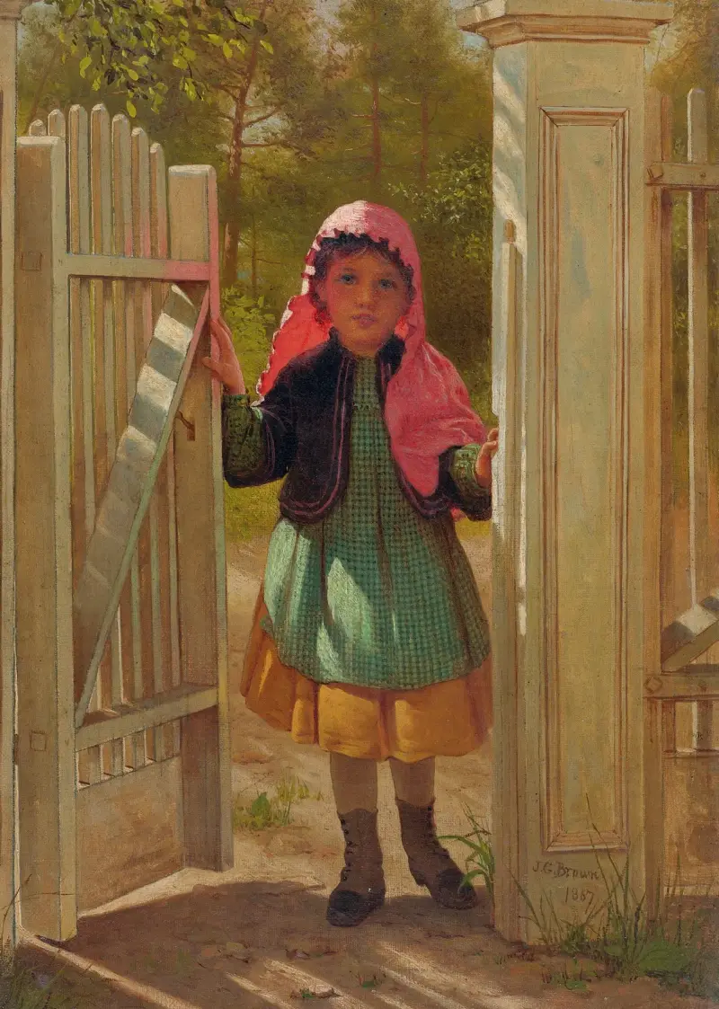 Girl At The Doorway av John George Brown