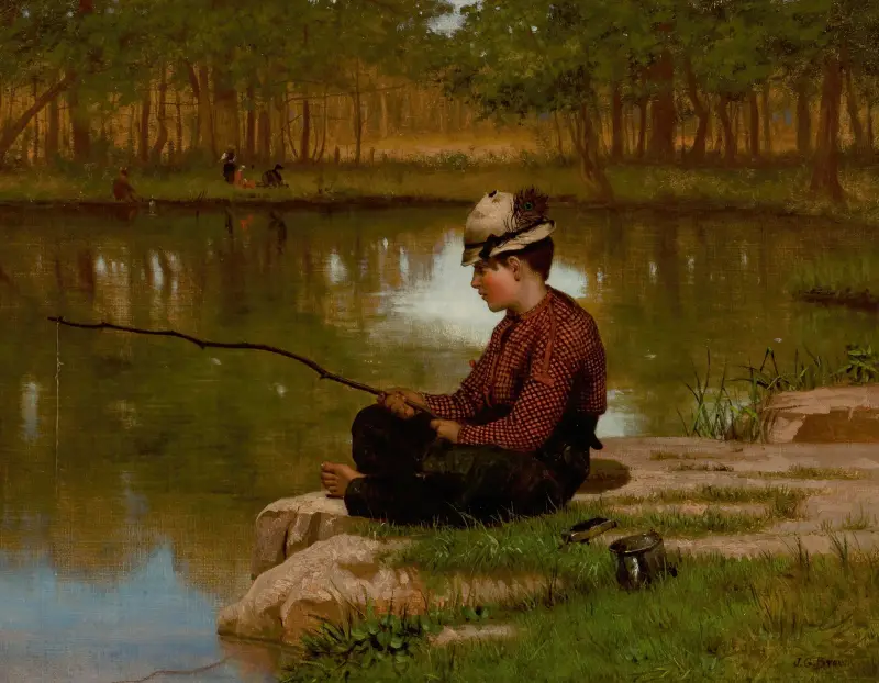 Väntar på napp, Central Park av John George Brown