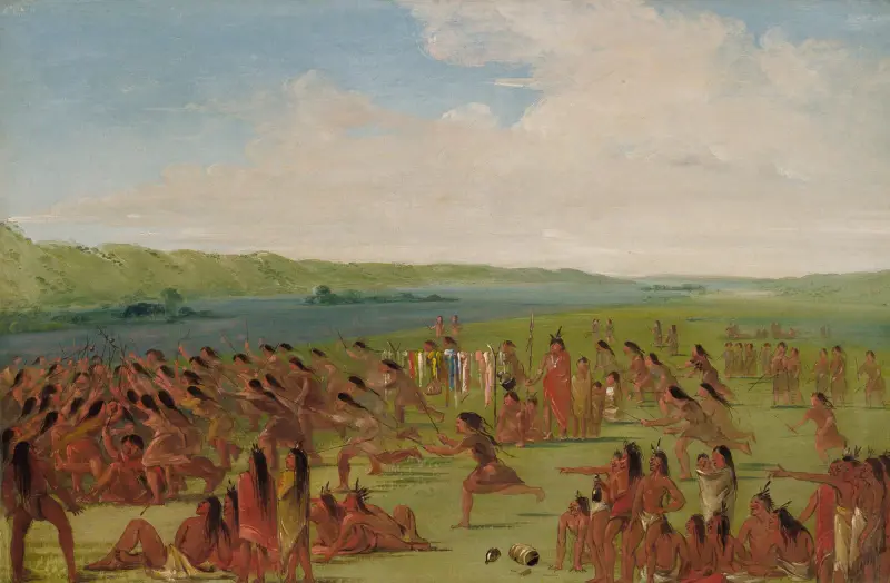 Ballspiel der Frauen, Prairie du Chien von George Catlin