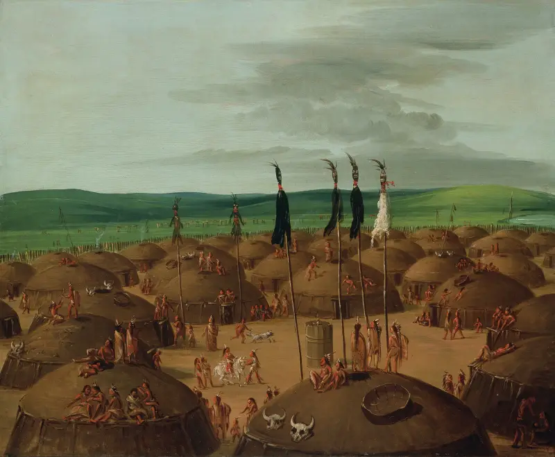 Bird’s-Eye View of The Mandan Village, 1800 Miles Above St. Louis av George Catlin