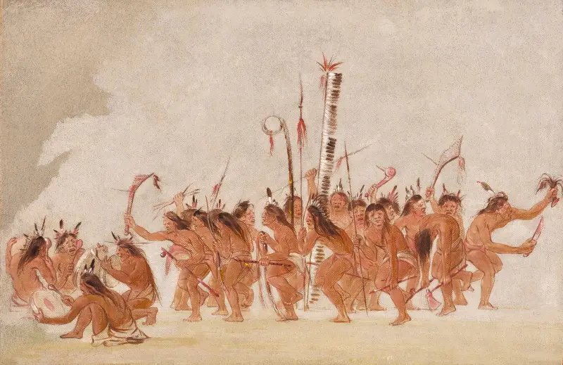 Kriegstanz der Ojibwa von George Catlin