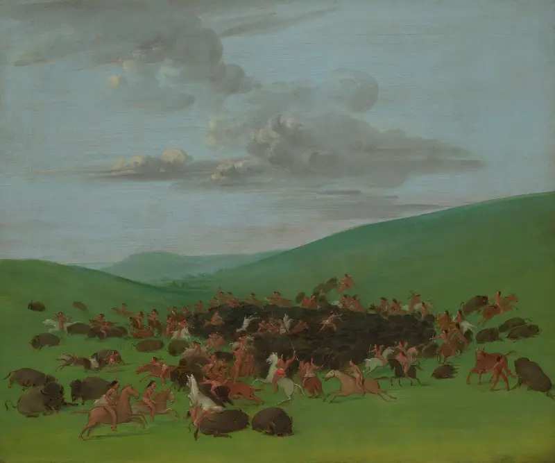 Buffalo Chase, A Surround by the Hidatsa av George Catlin