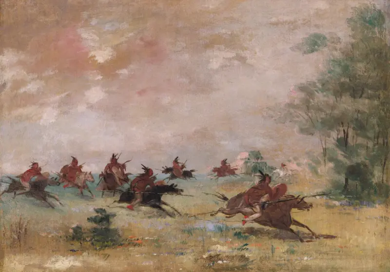 Comanche War Party, Mounted On Wild Horses av George Catlin