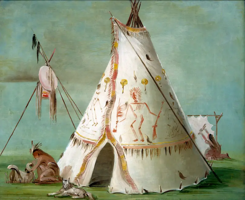 Crow Lodge aus fünfundzwanzig Büffelhäuten von George Catlin