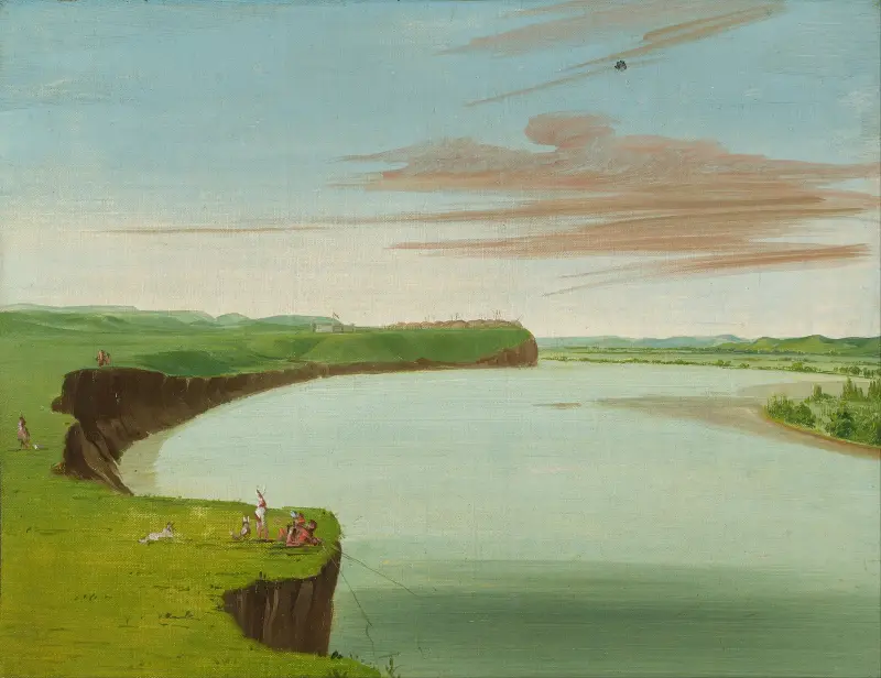Distant View of the Mandan Village av George Catlin
