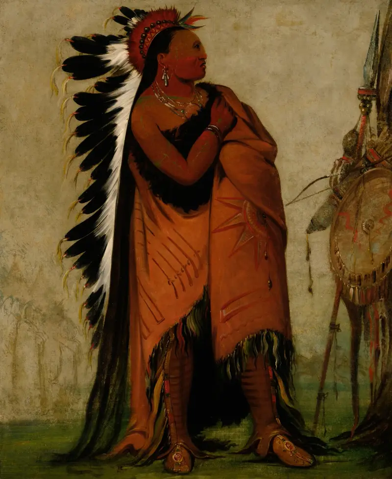 Eé-Hee-A-Duck-Cée-A, He Who Ties His Hair Before av George Catlin