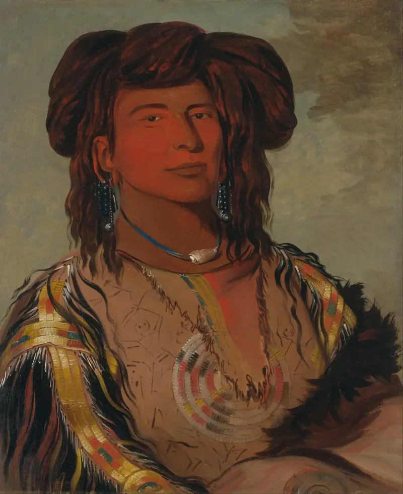 Ha-wón-je-tah, One Horn, Head Chief of the Miniconjou Tribe av George Catlin