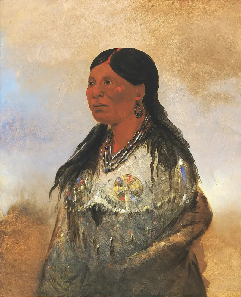 Hón-Je-A-Pút-O, Wife of Bear-Catcher av George Catlin