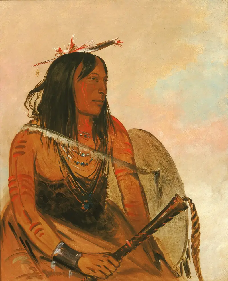Ish-A-Ró-Yeh, He Who Carries a Wolf, a Distinguished Brave av George Catlin