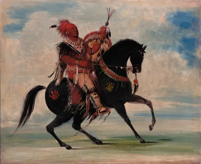 Kee-O-Kúk, The Watchful Fox, Chief of The Tribe, On Horseback av George Catlin