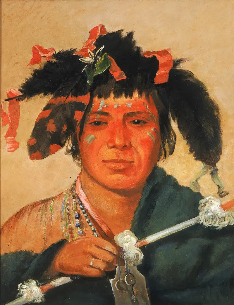 Ko-Mán-I-Kin-O-Haw, Little Whale, a Brave av George Catlin