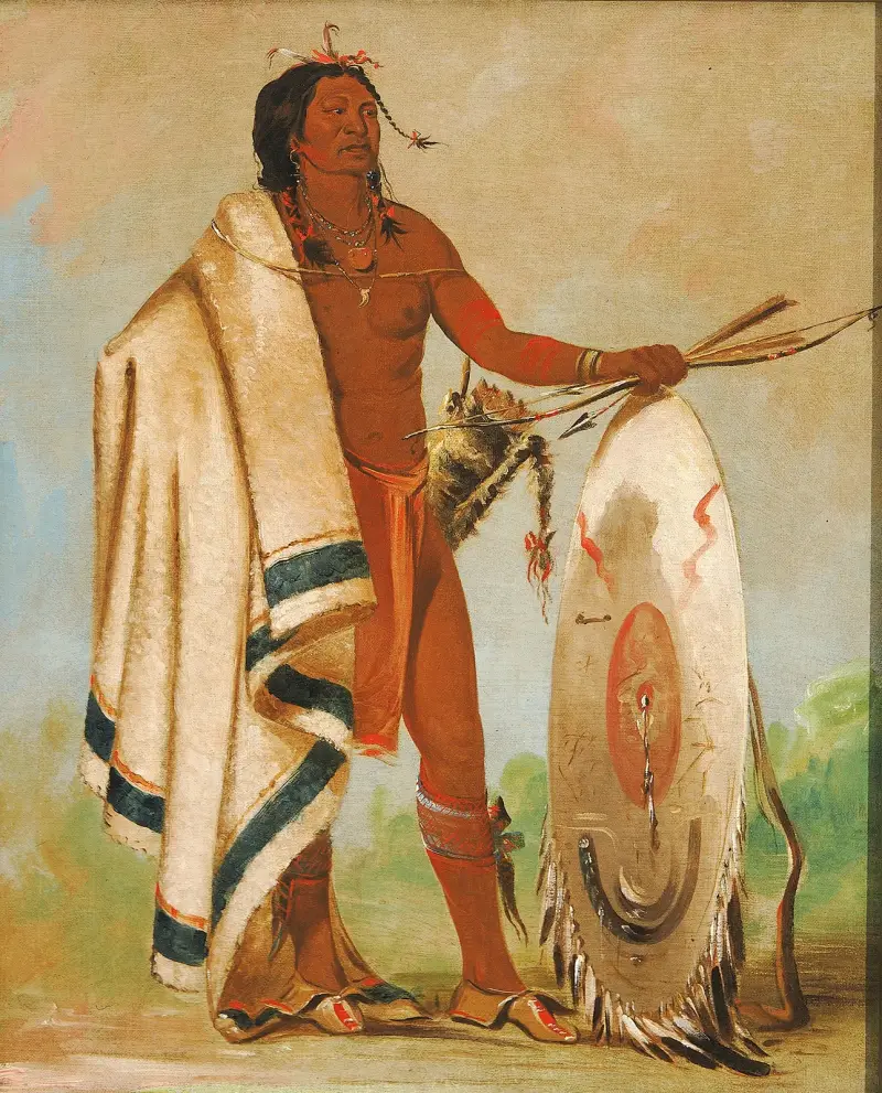 Kotz-A-Tó-Ah, Smoked Shield, a Distinguished Warrior av George Catlin