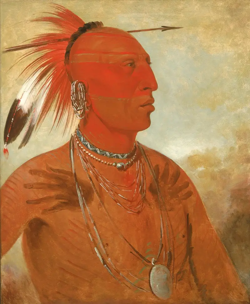 La-wáh-he-coots-la-sháw-no, Brave Chief, a Skidi (Wolf) Pawnee av George Catlin
