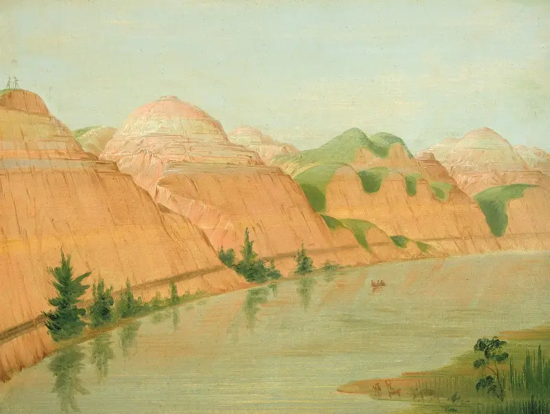 Magnifika lerklintar, 1800 miles ovan St. Louis av George Catlin