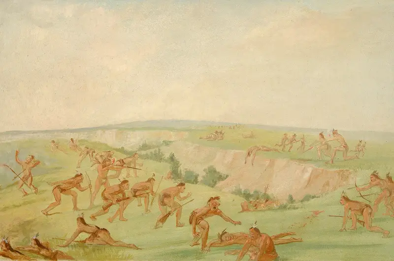 Mandan Attacking A Party Of Arikara av George Catlin