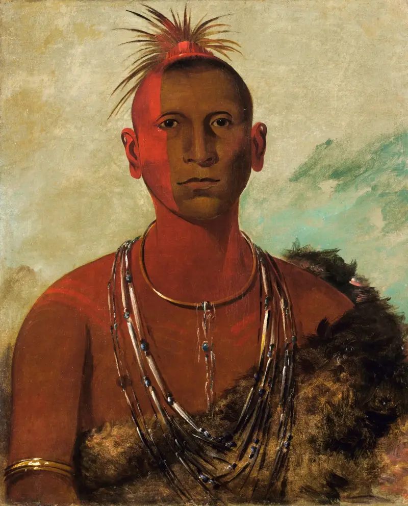 Náh-Se-Ús-Kuk, Whirling Thunder, Eldest Son of Black Hawk av George Catlin