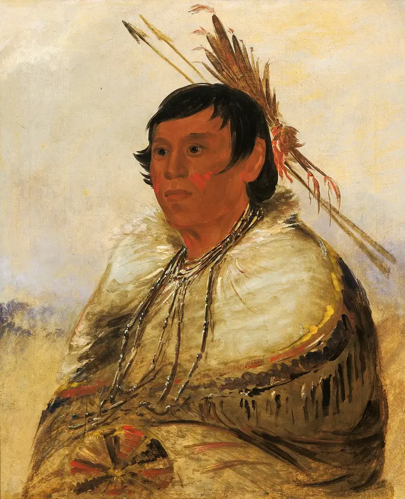 Ni-A-Có-Mo, Fix With The Foot, a Brave av George Catlin