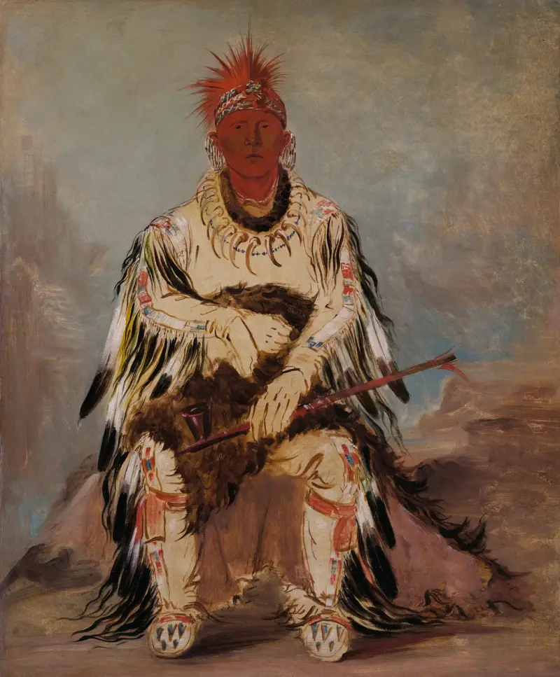 No-Wáy-Ke-Súg-Gah, He Who Strikes Two At Once, a Brave av George Catlin