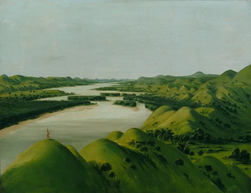 Flodklippor, 1320 engelska mil ovanför St. Louis av George Catlin