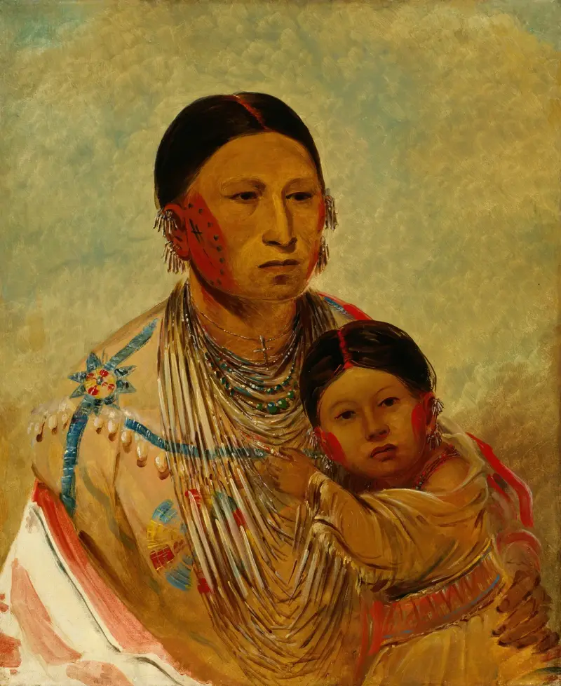 Ru-Ton-Ye-Wee-Ma, Strutting Pigeon, Ehefrau von White Cloud von George Catlin