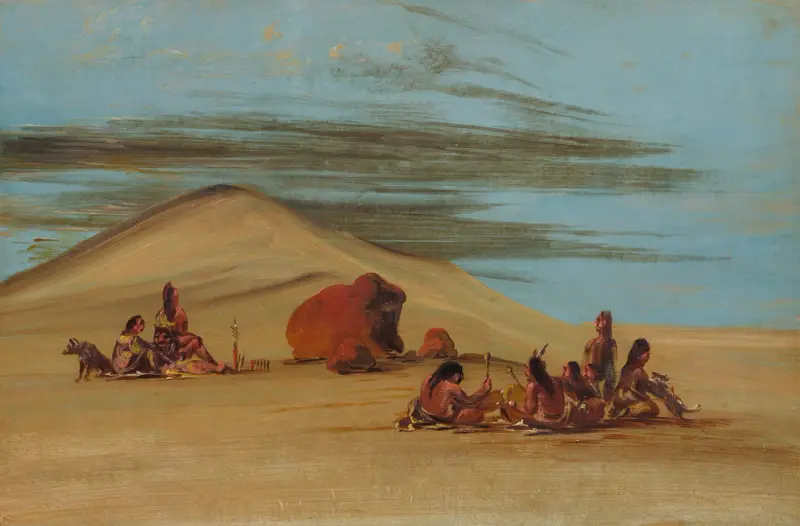 Sioux, die an den roten Felsblöcken beten von George Catlin