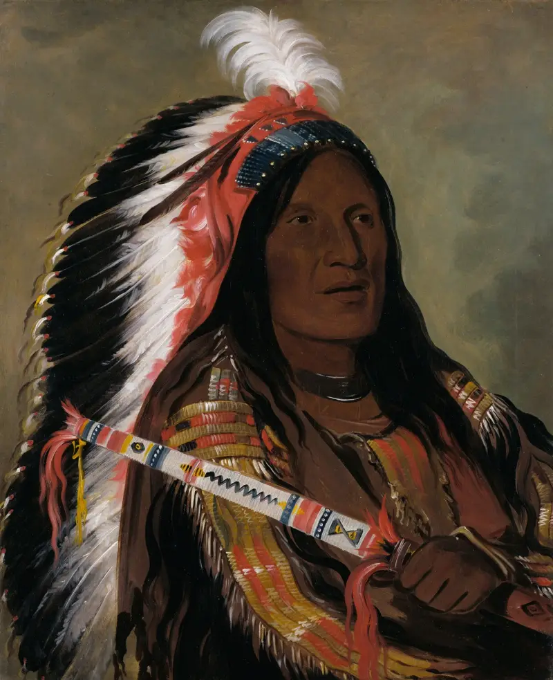 Táh-Téck-A-Da-Háir, Steiler Wind, ein Krieger der Bad Arrow Points Band von George Catlin