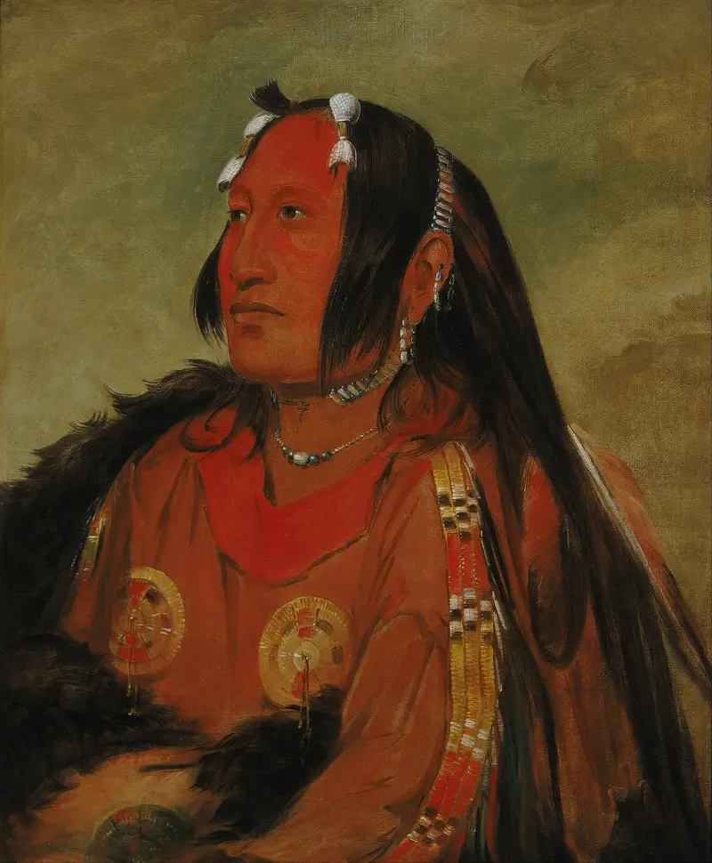 Wi-jún-jon, Pigeon’s Egg Head (The Light), a Distinguished Young Warrior av George Catlin