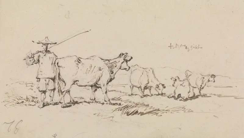 Ein Bauer mit Vieh von George Chinnery