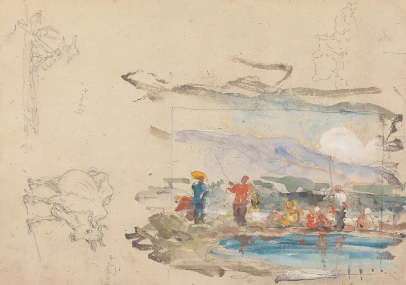 En bassäng med figurer av George Chinnery