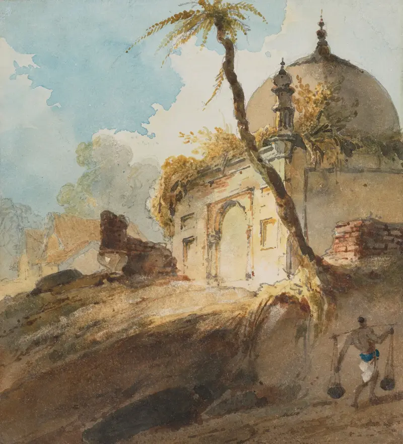Förstört mausoleum i norra Indien av George Chinnery