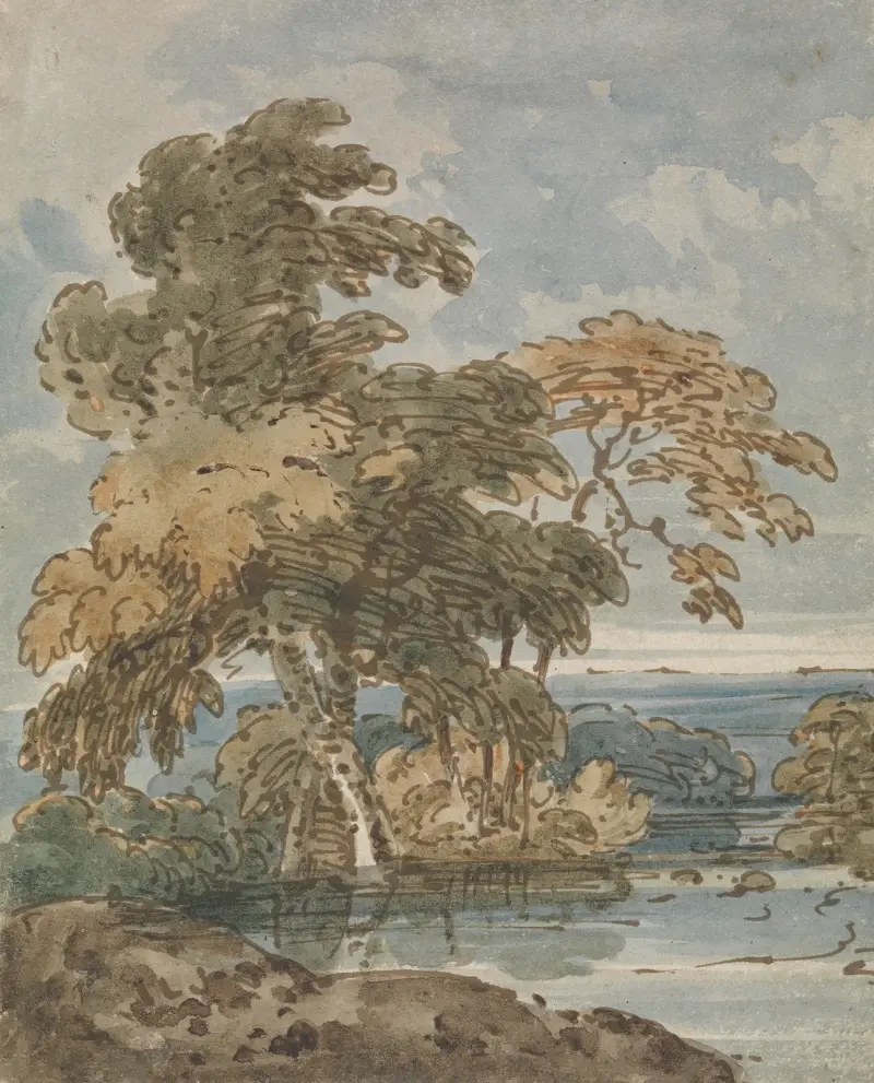 Drzewa nad rzeką, George Chinnery