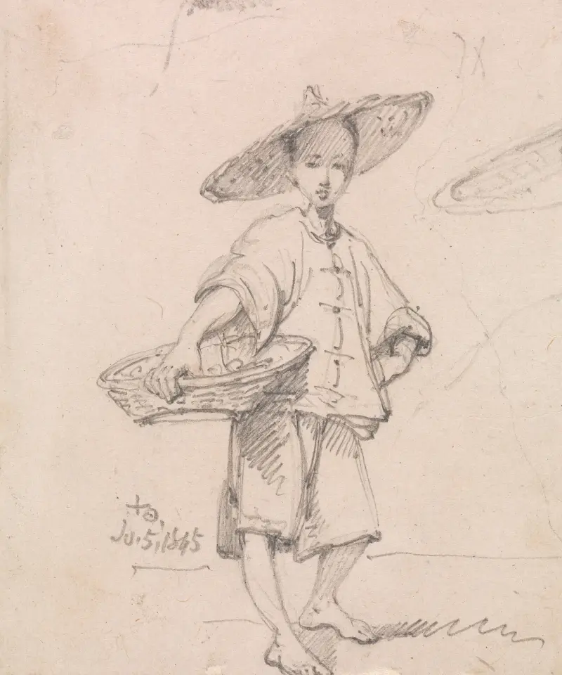 Young Coolie with a Basket av George Chinnery