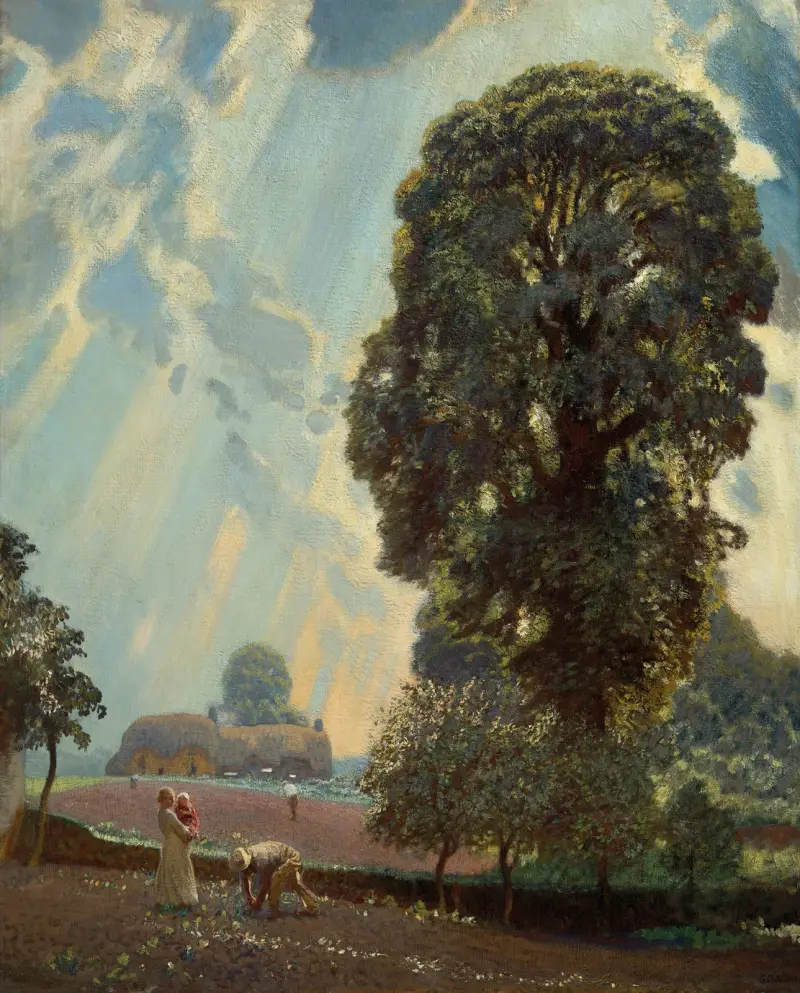 Rejoicing after the rain; Early Summer av Sir George Clausen