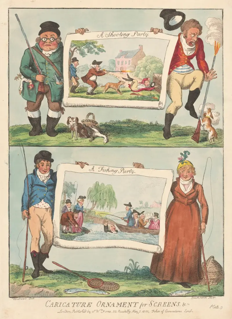 A Shooting Party, A Fishin Party av George Cruikshank