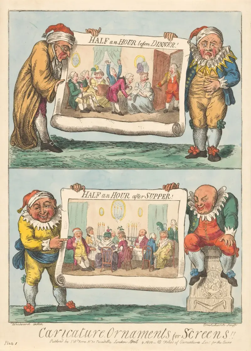 Half an hour before dinner, Half an Hour after Supper av George Cruikshank
