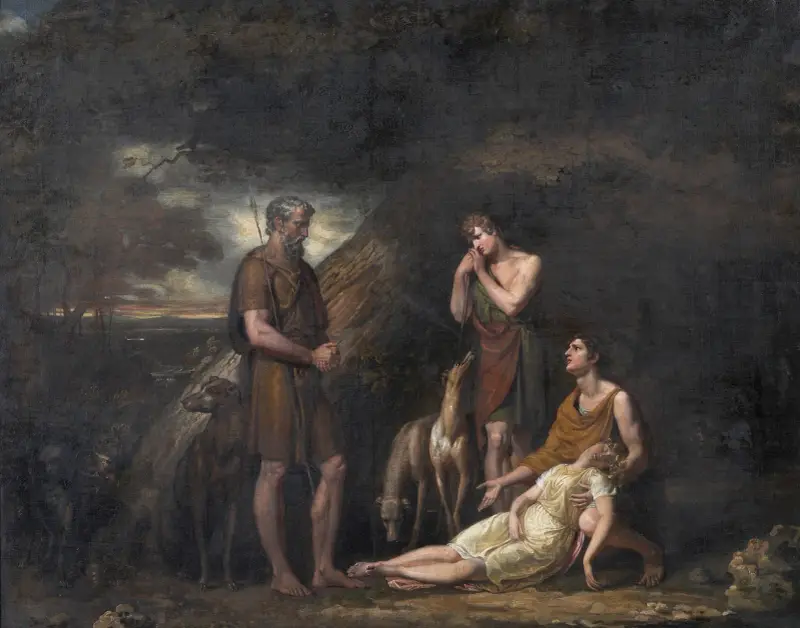 Imogen found in the cave of Belarius av George Dawe
