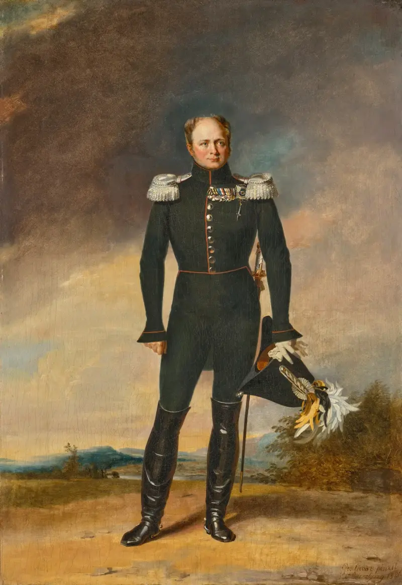 Portrait of Emperor Alexander I (1777-1825), in the uniform of the Preobrazhensky Regiment av George Dawe