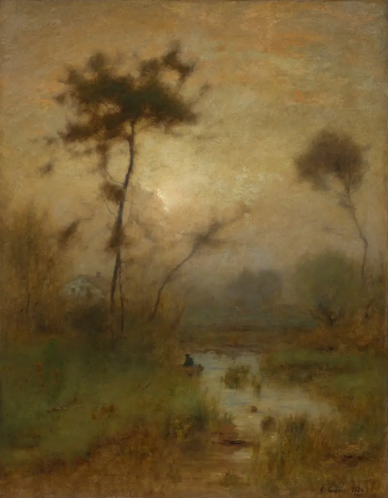 En silvermorgon av George Inness
