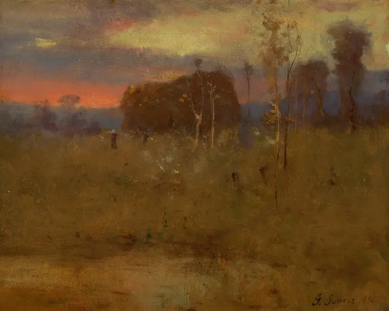 Efterglöd över ängen av George Inness
