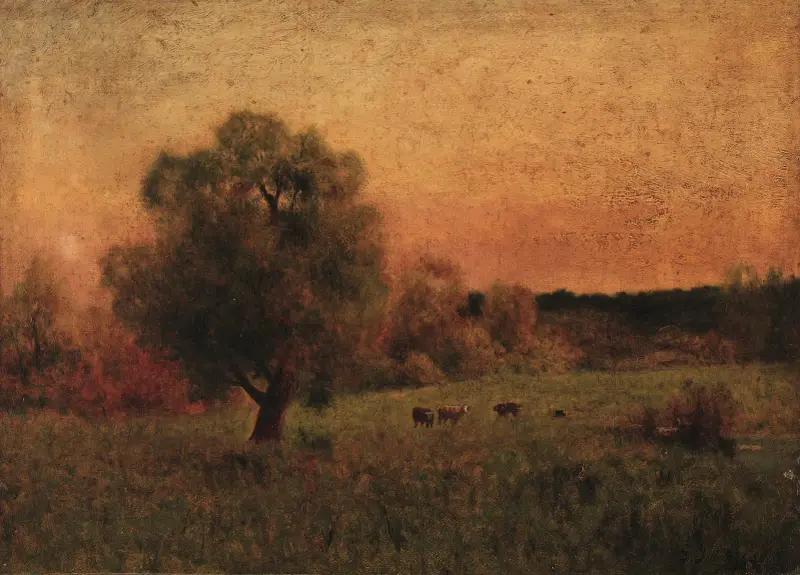Kühe auf einer Wiese von George Inness
