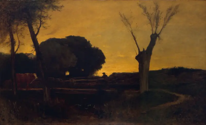 Kväll vid Medfield, Massachusetts av George Inness
